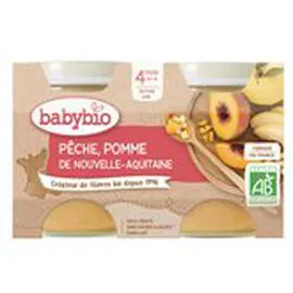 BABYBIO Compote bébé Bio 4 mois Pomme / Pêche 2x130g