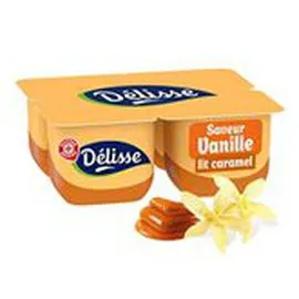 MARQUE REPÈRE, DÉLISSE Crème dessert Vanille sur lit caramel 4x125g