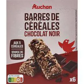 AUCHAN Crousty barres de céréales au chocolat noir 126g