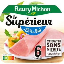 FLEURY MICHON Jambon Cuit Sans Couenne Sans Nitrite Réduit en sel -25% 210g