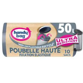 HANDY BAG Lot de 10 Sacs Poubelle 50L, 100% de Plastique Recyclé x10