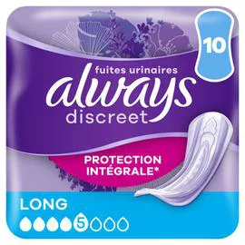 ALWAYS DISCREET Serviettes incontinence long x10