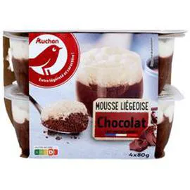 AUCHAN Mousse liégeoise au chocolat 4x80g