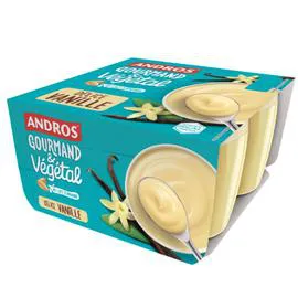 ANDROS Dessert végétal lait d'amande et vanille 4x100g