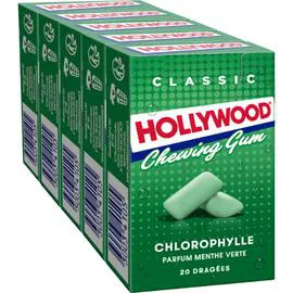 HOLLYWOOD Chewing-gum à la chlorophylle parfum menthe verte - 5x20 140g