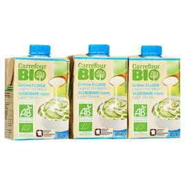CARREFOUR BIO Crème Fluide Bio Légère 15% Mat.Gr. 3x20cl