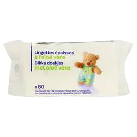 CARREFOUR SIMPL Lingettes bébé épaisses à l'aloé vera 2x80 