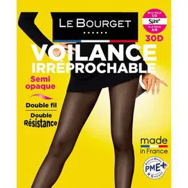LE BOURGET Voilance Irréprochable Collant 30D Gris Semi Opaque Taille 1 l'unité