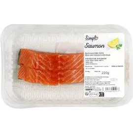 CARREFOUR SIMPL Pavés de saumon avec peau s/arête 220g