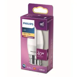 PHILIPS Ampoule LED Flamme B22 40W Blanc chaud dépolie l'unité