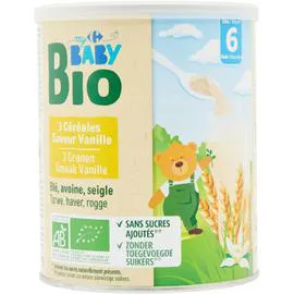 CARREFOUR BABY BIO Céréales bébé bio vanille, dès 6 mois 220g