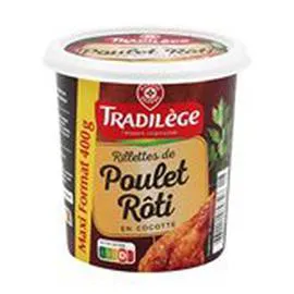 MARQUE REPÈRE, TRADILÈGE Rillettes poulet rôti Format familial 400g