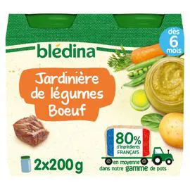 BLÉDINA Petit pot bébé dès 6 mois jardinière de légumes boeuf 2x200g