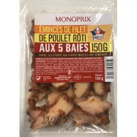 MONOPRIX Emincés De Filet De Poulet Rôti Aux 5 Baies 150g