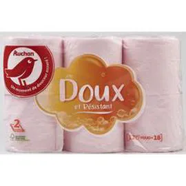 AUCHAN Papier toilette rose maxi doux & résistant 2 épaisseurs x12