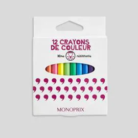 MONOPRIX Maison 12 Mini Crayons De Couleurs x12