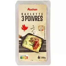 AUCHAN Fromage à raclette aux 3 poivres 250g