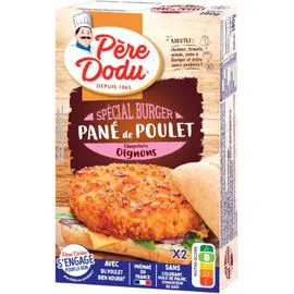 DOUCE FRANCE, PÈRE DODU Pané de poulet spécial burger chapelure oignons 180g