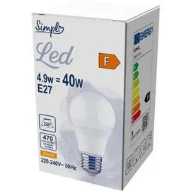 CARREFOUR SIMPL Ampoule LED E27 Standard - blanc-chaud Dépolie 40W X1 l'unité