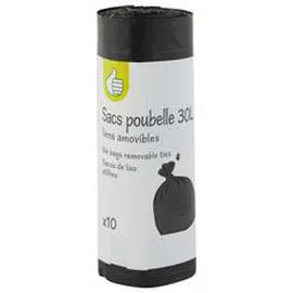 AUCHAN, POUCE Sacs poubelle liens amovibles 30L x10