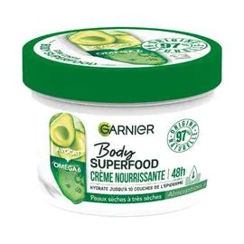 GARNIER Crème Corps Nourrissante Avocat Oméga 6 Peaux Sèches et Très Sèches Body Superfood 380ml