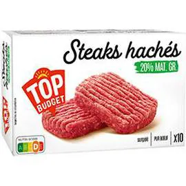 TOP BUDGET Steaks hachés 20% MG 1kg