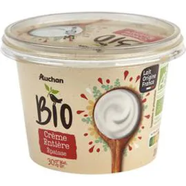 AUCHAN BIO Crème fraîche épaisse légère entière 30% 20cl