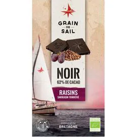 GRAIN DE SAIL Tablette de chocolat noir bio raisins sarrasin torréfié 62% 100g