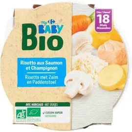 CARREFOUR BABY Plat bébé bio saumon champignon dès 18 mois 260g