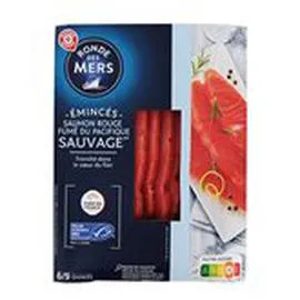 MARQUE REPÈRE, RONDE DES MERS Émincés de saumon rouge fumé sauvage 100g