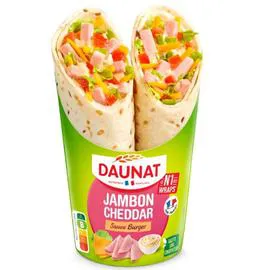 DAUNAT Wrap sauce burger Jambon cheddar 190g