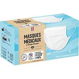 LABELL Masques médicaux à usage unique x50