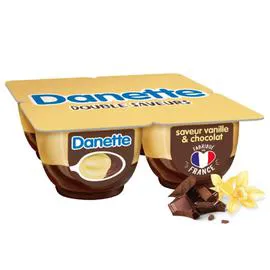 DANONE, DANETTE Crème dessert vanille chocolat 4x125g