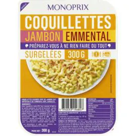 MONOPRIX Coquillettes Jambon Emmental, surgelées 300g