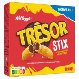 KELLOGG'S Barres céréales Trésor Stix chocolat noisettes 5x20,5g