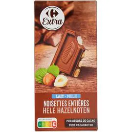 CARREFOUR Chocolat au lait noisettes entières 200g