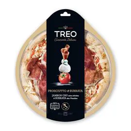 TREO Pizza prosciutto e burrata 430g