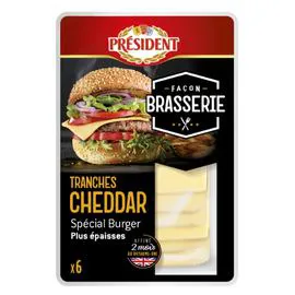 PRÉSIDENT Tranches cheddar 6 Tranches 200g