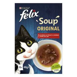 PURINA, FELIX Soupe pour chat adulte 6x48g