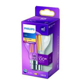 PHILIPS Ampoule LED B22 Standard Filement Blanc-chaud 100W x1 l'unité