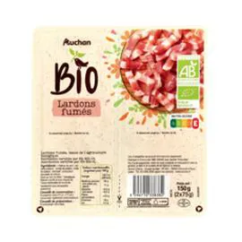 AUCHAN BIO Lardons fumés bio 2x75g