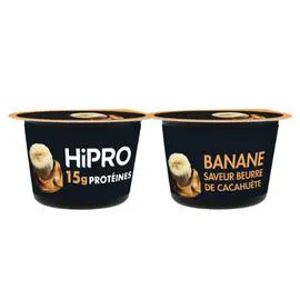 DANONE, HIPRO Yaourt beurre de cacahuète banane protéiné 0% MG 2x160g