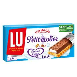 LU, PETIT ÉCOLIER Biscuits barre nappés de chocolat au lait Tendre Coeur Petit Ecolier 120g