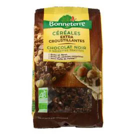 BONNETERRE Céréales croustillantes chocolat noir noisettes Bio 375g