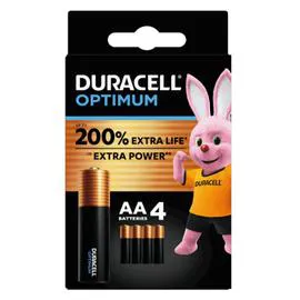 DURACELL Piles alcalines MX1500 Optimum Type AA/LR06 1,5V x4