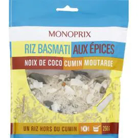 MONOPRIX Riz basmati aux épices noix de coco cumin moutarde 250g