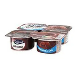 MARQUE REPÈRE, DÉLISSE Mousse au chocolat Chocolat au lait 4x60g