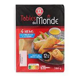 MARQUE REPÈRE, TABLES DU MONDE Nems à la Crevette et Crabe x4 280g