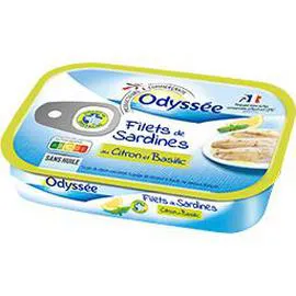 ODYSSÉE Filets de sardines au citron et basilic 100g