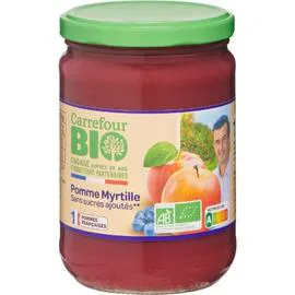 CARREFOUR BIO Compote pomme myrtille s/sucres ajoutés 580g